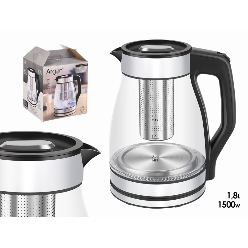 HERVIDOR ACERO BOROSILICATO LED 1,5 L FILTRO