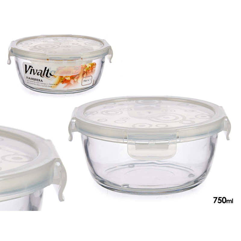 TEGLIA ROTONDA VETRO CON COPERCHIO SILIC