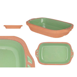 CASSEROLE TERRE CUITE RECTANGULAR POIGNE 23CM VERT