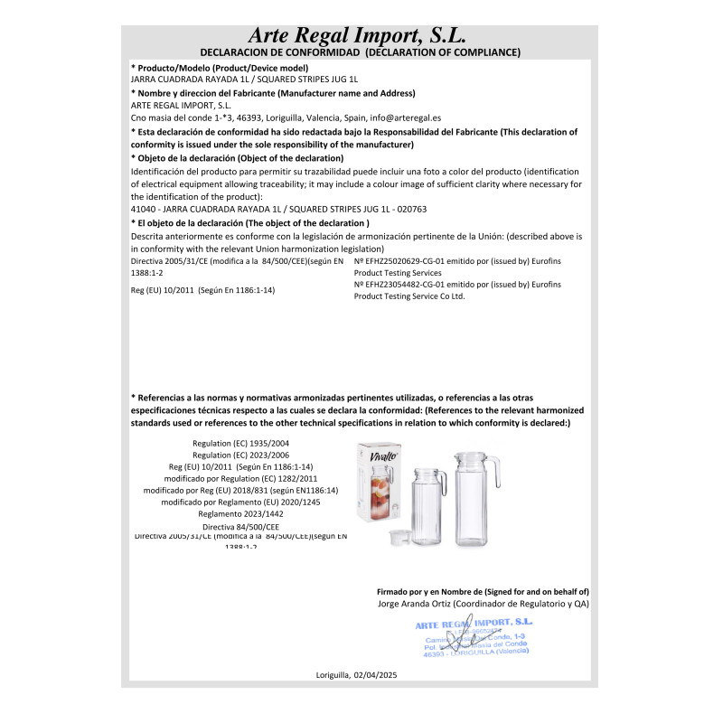 CARAFFA QUADRATA RIGATA 1L