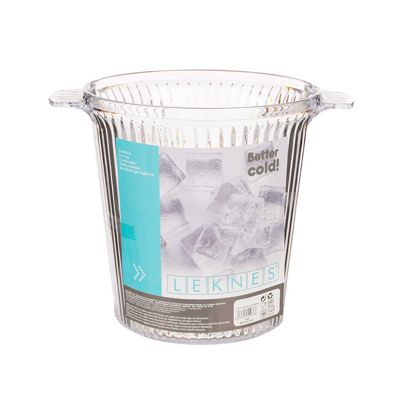 PLASTIC TRIPED ICE BUCKET TRANSPARENT 2L