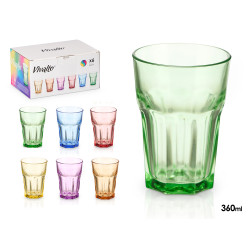 BICCHIERE VETRO 360ML ASS 6 COLORI 