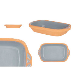 EARTHENWARE SQUARE CASSEROLE HANDLES  23CM GREY