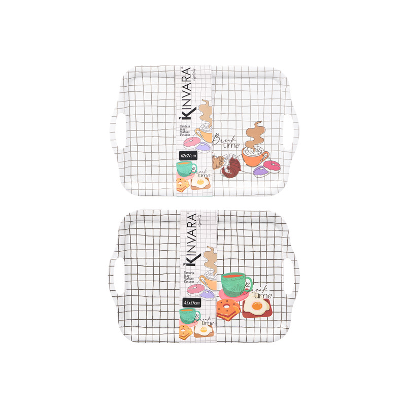 MELAMINE TRAY 42X27CM ASSORTED 2 BREAK