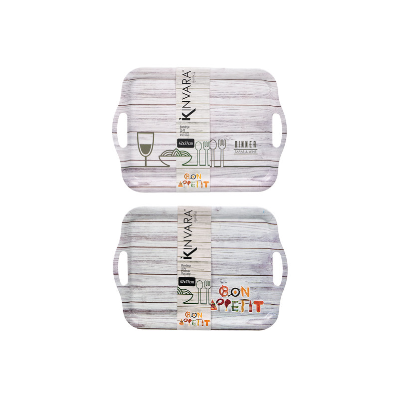 MELAMINE TRAY 42X27CM ASSORTED 2 DINNER