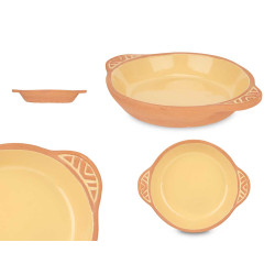 CASSEROLE TERRE CUITE ROND POIGNE 20CM JAUNE