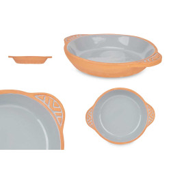 CAZUELA BARRO REDONDA ASAS 20CM GRIS