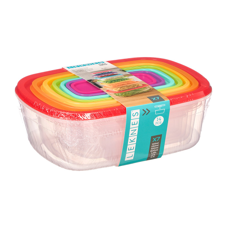 SET 7 BOITES A LUNCH RECTANGULAIRES PLASTIQUE