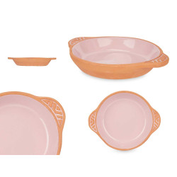 CASSEROLE TERRE CUITE ROND POIGNE 20CM ROSE