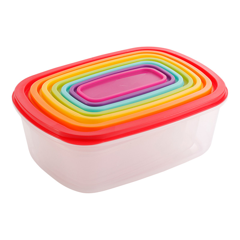 SET 7 RECTANGULAR PLASTIC LUNCH BOX