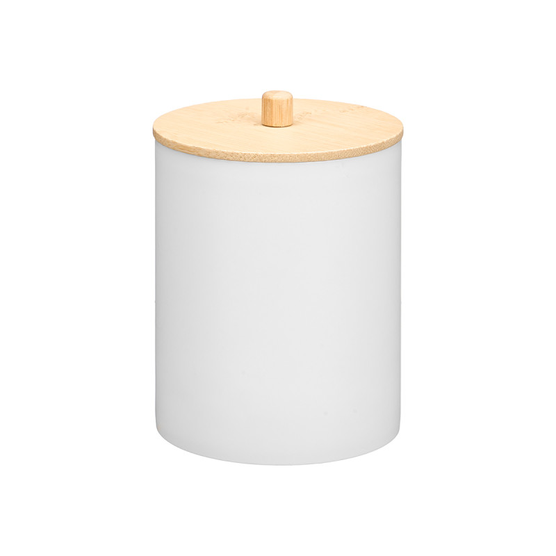 WHITE BAMBOO LID PLASTIC CANISTER