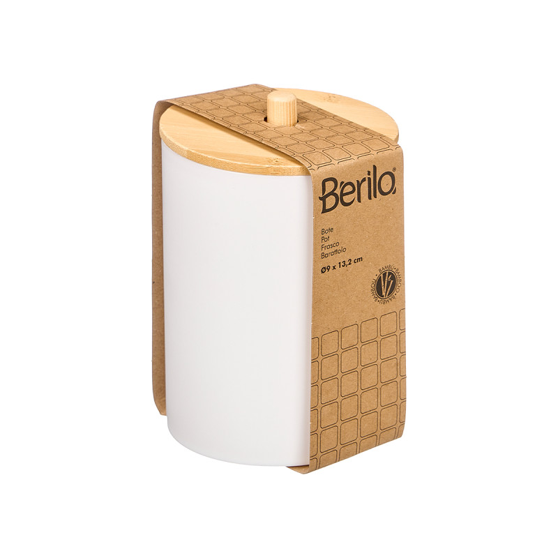 CONTENITORE PLASTICA COPERCHIO BAMBU BIANCO