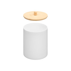 RECIPIENTE PLASTICO TAMPA BAMBU BRANCO