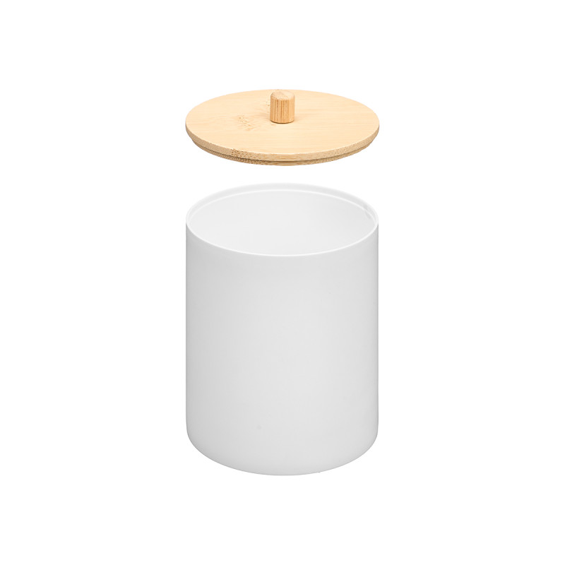 CONTENITORE PLASTICA COPERCHIO BAMBU BIANCO