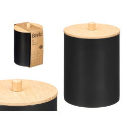BLACK BAMBOO LID PLASTIC CANISTER