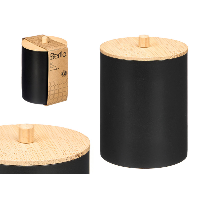 BOITE PLASTIQUE COUVERCLE BAMBOU NOIR