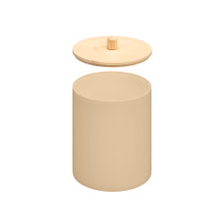 BEIGE BAMBOO LID PLASTIC CANISTER