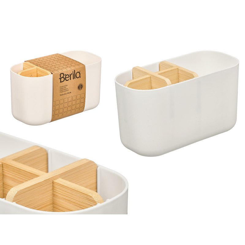 BAMBOO PLASTIC ORGANIZER 5 HOLES WHITE