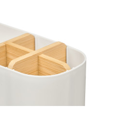 ORGANIZADOR PLASTICO BAMBU 5 HUECOS BLANCO