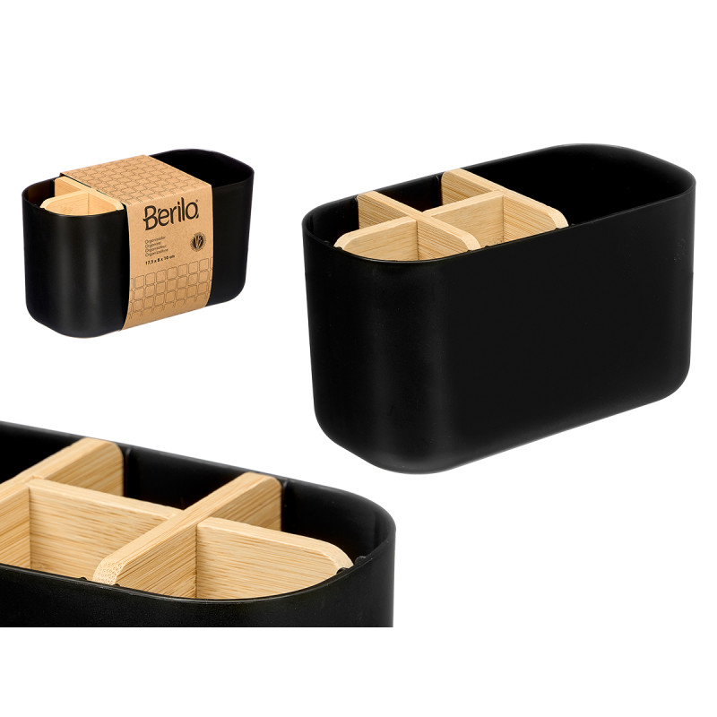 ORGANIZADOR PLASTICO BAMBU 5 FUROS PRETO