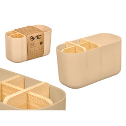 ORGANISATEUR PLASTIQUE BAMBOU 5 TROUS BEIGE