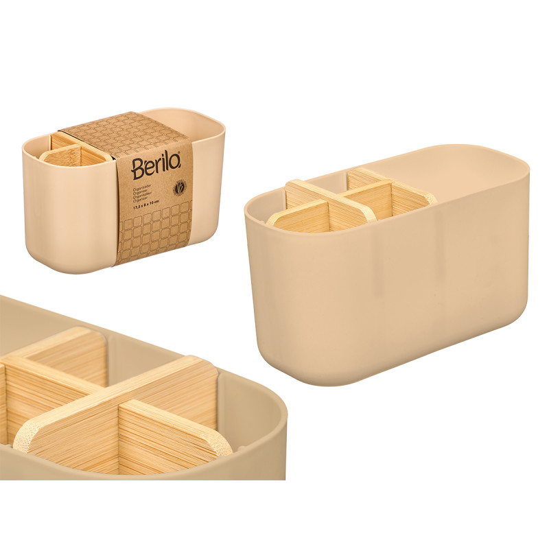 BAMBOO PLASTIC ORGANIZER 5 HOLES BEIGE