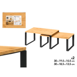 SET DE 2 ÉTAGÈRES EN BAMBOU PIEDS 40X19CM
