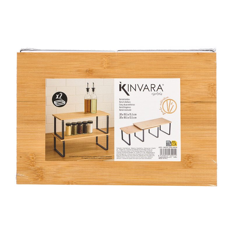 SET DE 2 ÉTAGÈRES EN BAMBOU PIEDS 40X19CM