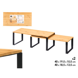 CONJ 2 PRATELEIRAS BAMBU COM PERNAS 40X19CM