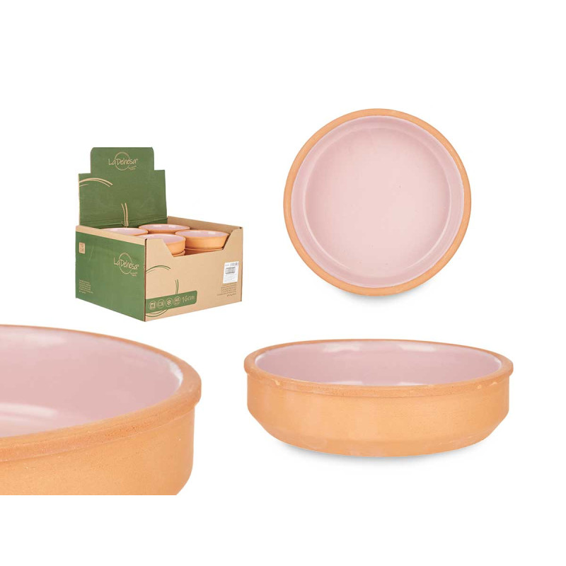 EARTHENWARE ROUND CASSEROLE 12CM PINK
