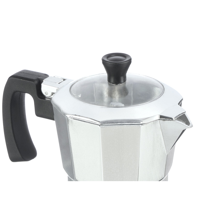 3-CUP ALUMINIUM COFFE MAKER WITH TRANSPARENT TIP