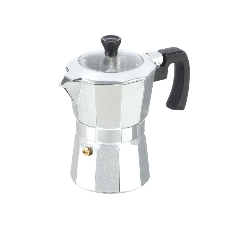 6-CUP ALUMINIUM COFFE MAKER WITH TRANSPARENT TIP