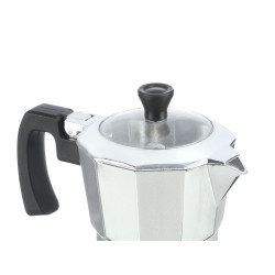 CAFETIERE 6 TASSES ALUMINIUM EMBOUT TRANSPARENT. V