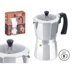 CAFFETTIERA ALLUMINIO 9 TAZZE COPERCHIO TRASPARENT