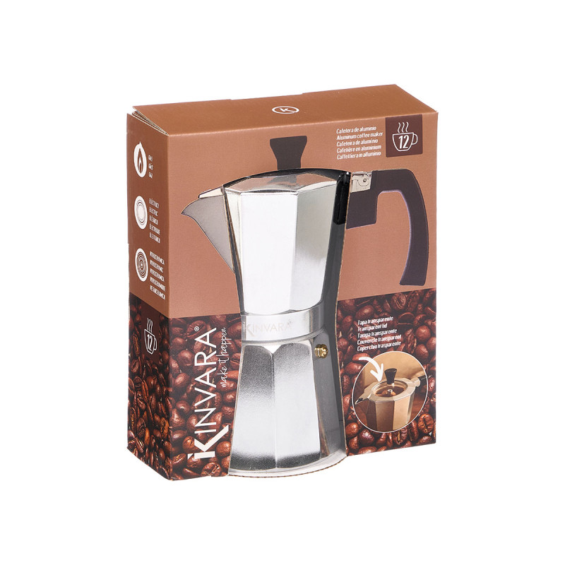 CAFETIERE 12 TASSES ALUMINIUM EMBOUT TRANSPARENT