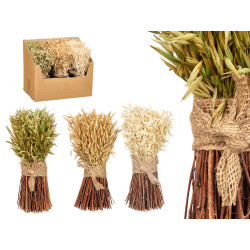BOUQUET WITH RAFFIA RIBBON BARLEY 3 COLOURS ASSORT