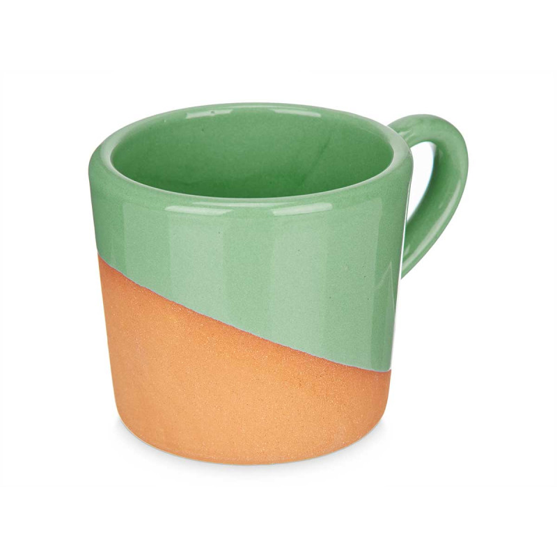 TAZZA CAFFE TERRACOTTA 80ML MANICO VERDE