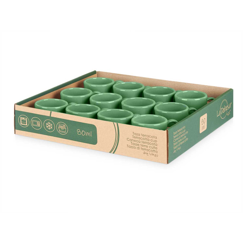 TAZZA CAFFE TERRACOTTA 80ML MANICO VERDE