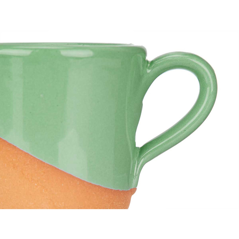 TAZZA CAFFE TERRACOTTA 80ML MANICO VERDE