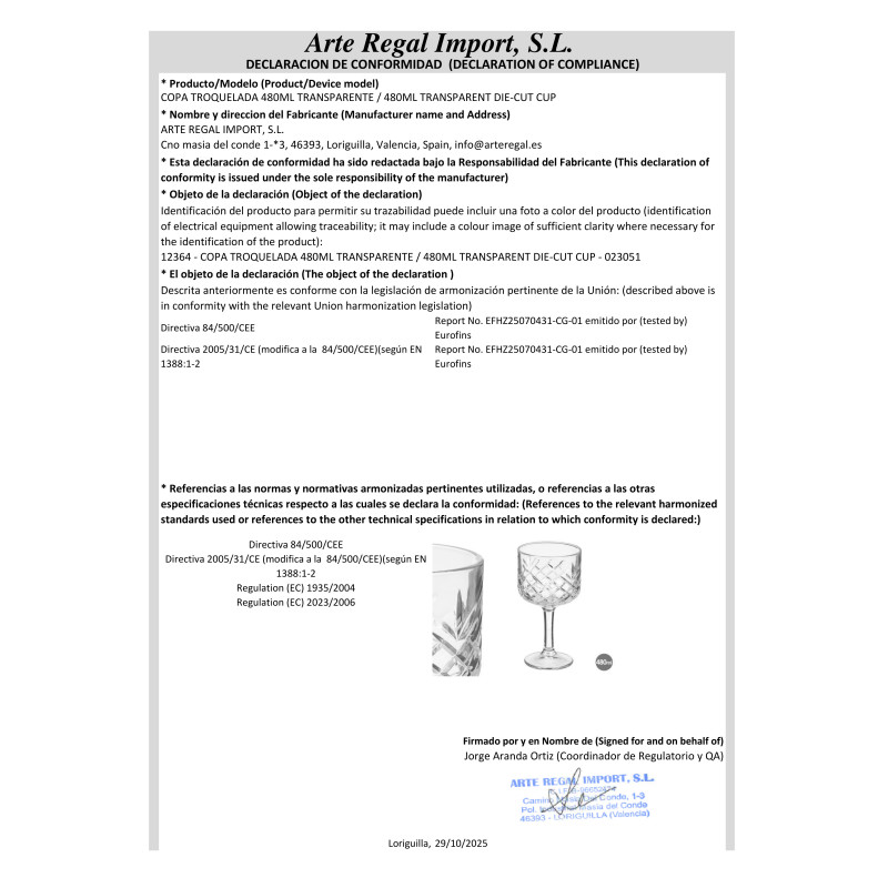COPPA STAMPATA 480ML TRASPARENTE