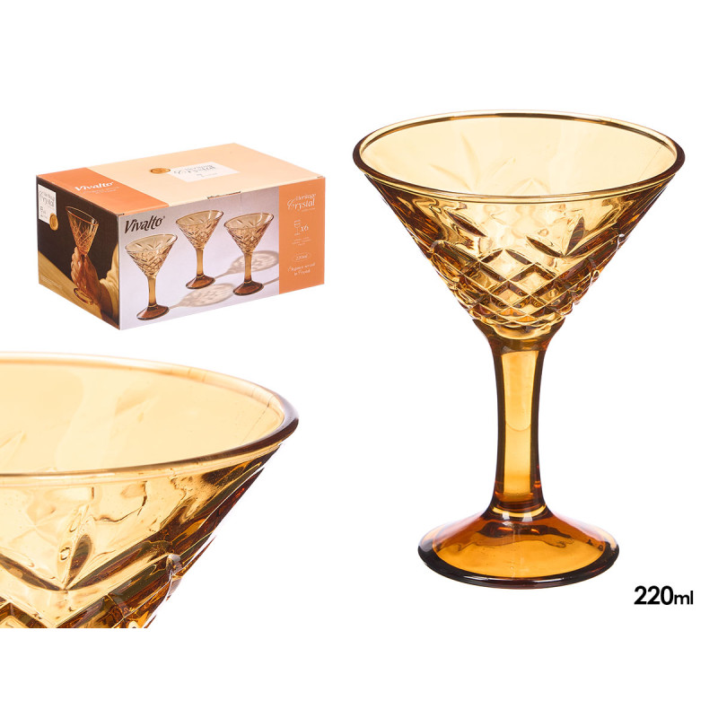 COPO MARTINI 220ML AMBAR CORTADO
