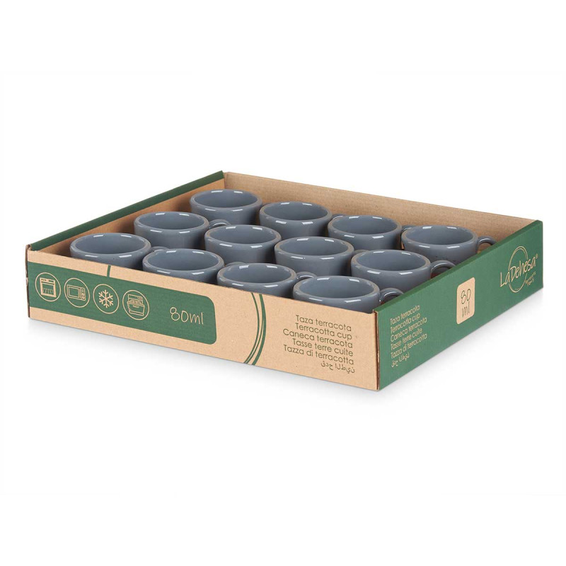 TAZZA CAFFE TERRACOTTA 80ML MANICO GRIGIO