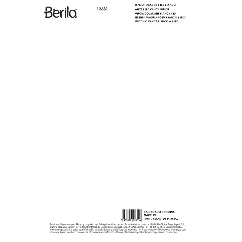 ESPELHO MAQUILHAGEM BRANCO 6 LEDS