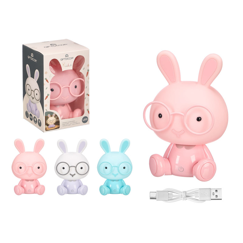 CHILDREN NIGHT LIGHT RABBIT ASRT 3 COLOR