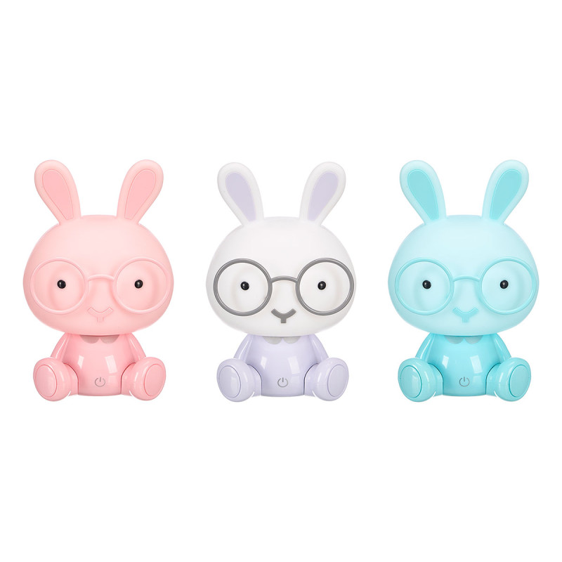 VEILLEUSE ENFANT LAPIN ASSORTIE 3 CLR