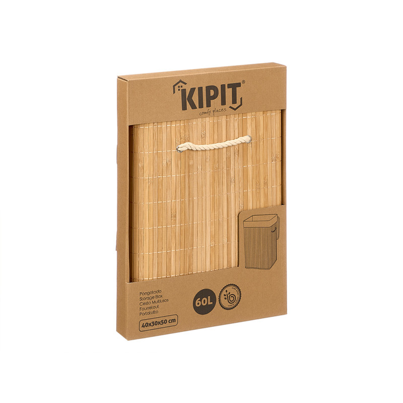 RECTANGULAR NATURAL BAMBOO BASKET FABRIC 60L