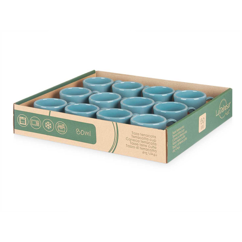 TAZZA CAFFE TERRACOTTA 80ML MANICO TURCHESE