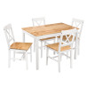 SET TABLE 4 CHAIRS WHITE PINE WOOD