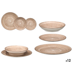12PCS TABLEWARE STRIPED BROWN