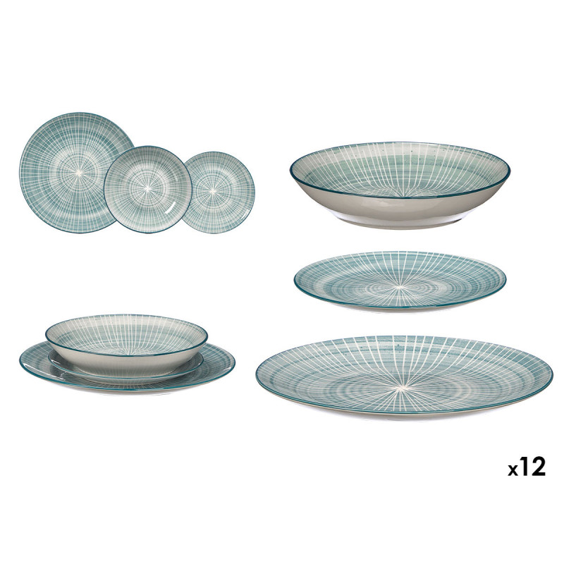 12PCS TABLEWARE STRIPED BLUE
